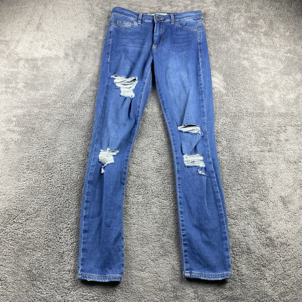Topshop Moto Leigh Jeans Womens 25x25 Skinny Distressed Mid‎ Rise